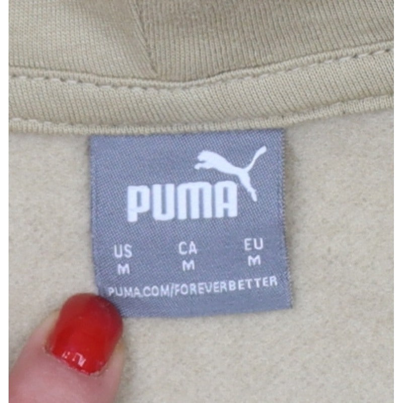 Puma Womens Beige Logo Pullover Hooded Sweatshirt Hoodie Size M