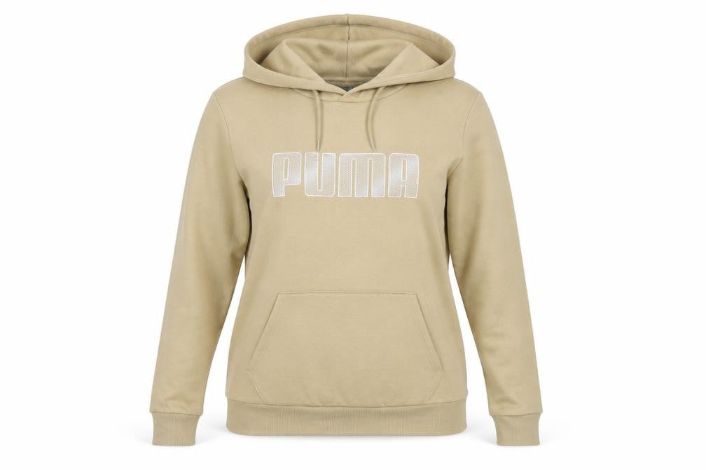 Puma Womens Beige Logo Pullover Hooded Sweatshirt Hoodie Size M