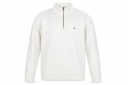 Tommy Hilfiger Men’s White M Quarter Zip High Neck Cotton Sweatshirt