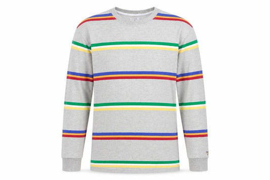Noah Mens L Grey Multicolour Striped Long Sleeve Cotton T-Shirt