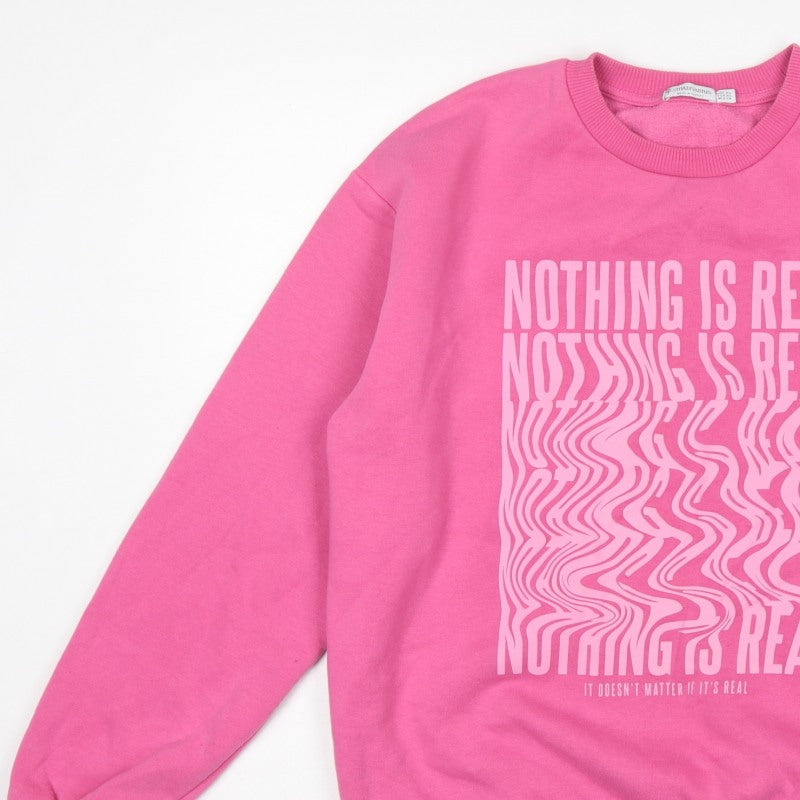 Stradivarius Women Pink XS Pullover Graphic Print Crew Sweatshirt