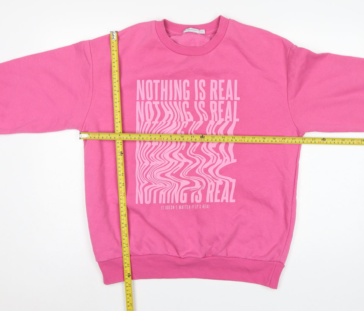 Stradivarius Women Pink XS Pullover Graphic Print Crew Sweatshirt