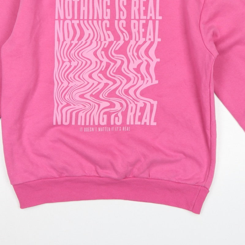 Stradivarius Women Pink XS Pullover Graphic Print Crew Sweatshirt