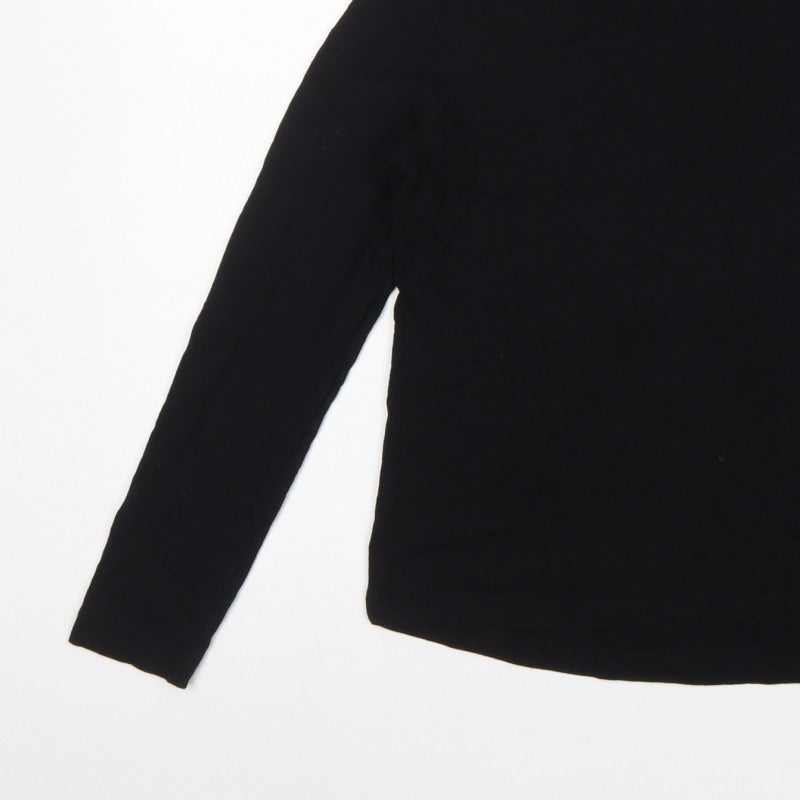 Whistles Women Black Small Organic Cotton Long Sleeve Basic T-Shirt