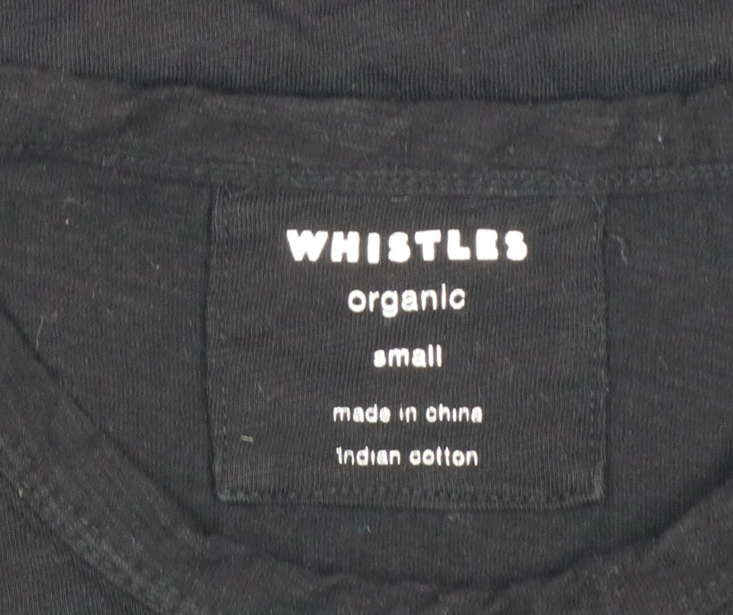 Whistles Women Black Small Organic Cotton Long Sleeve Basic T-Shirt