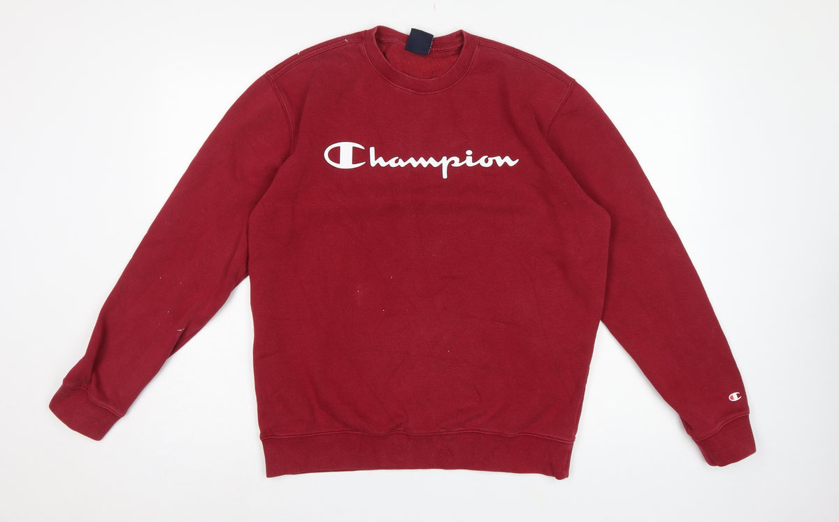 Champion Men’s Red Large Logo Graphic Pullover Sweatshirt