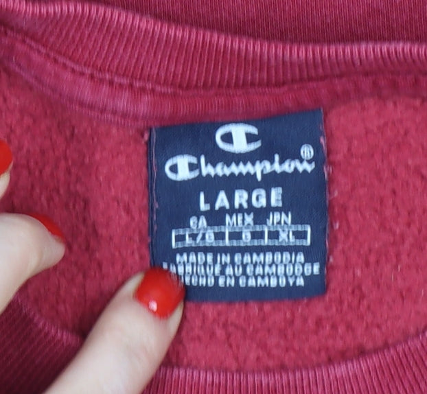 Champion Men’s Red Large Logo Graphic Pullover Sweatshirt