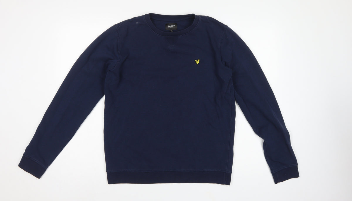 Lyle & Scott Boys Blue 14-15 Years Crew Neck Logo Pullover Sweatshirt