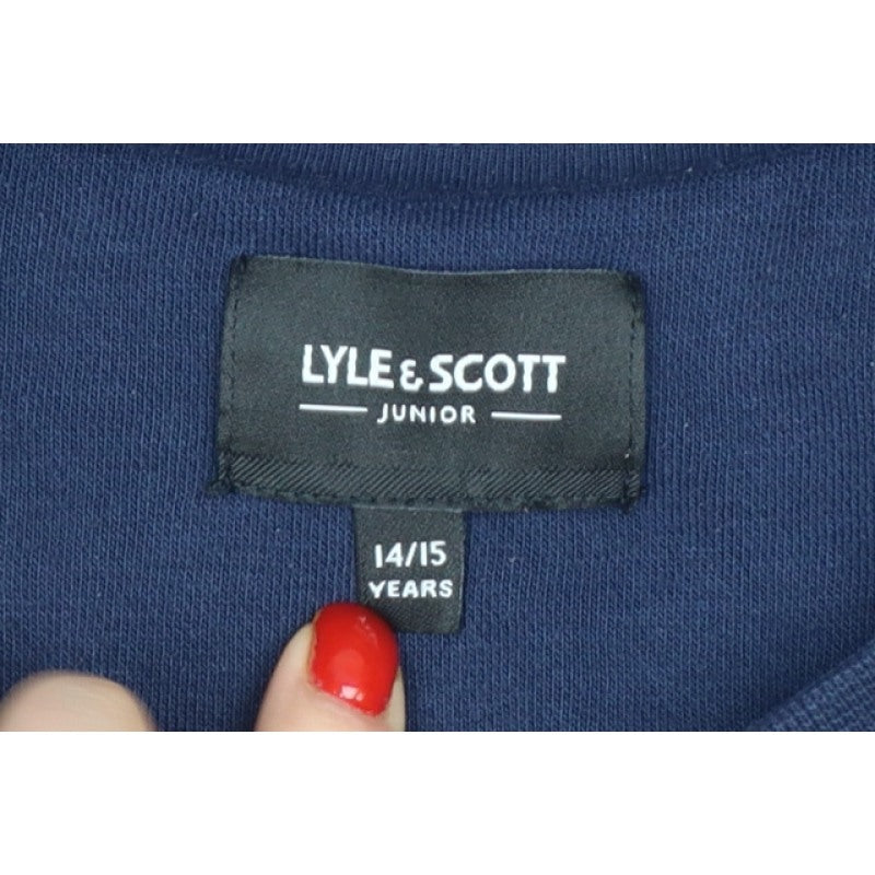 Lyle & Scott Boys Blue 14-15 Years Crew Neck Logo Pullover Sweatshirt