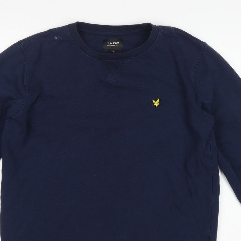 Lyle & Scott Boys Blue 14-15 Years Crew Neck Logo Pullover Sweatshirt