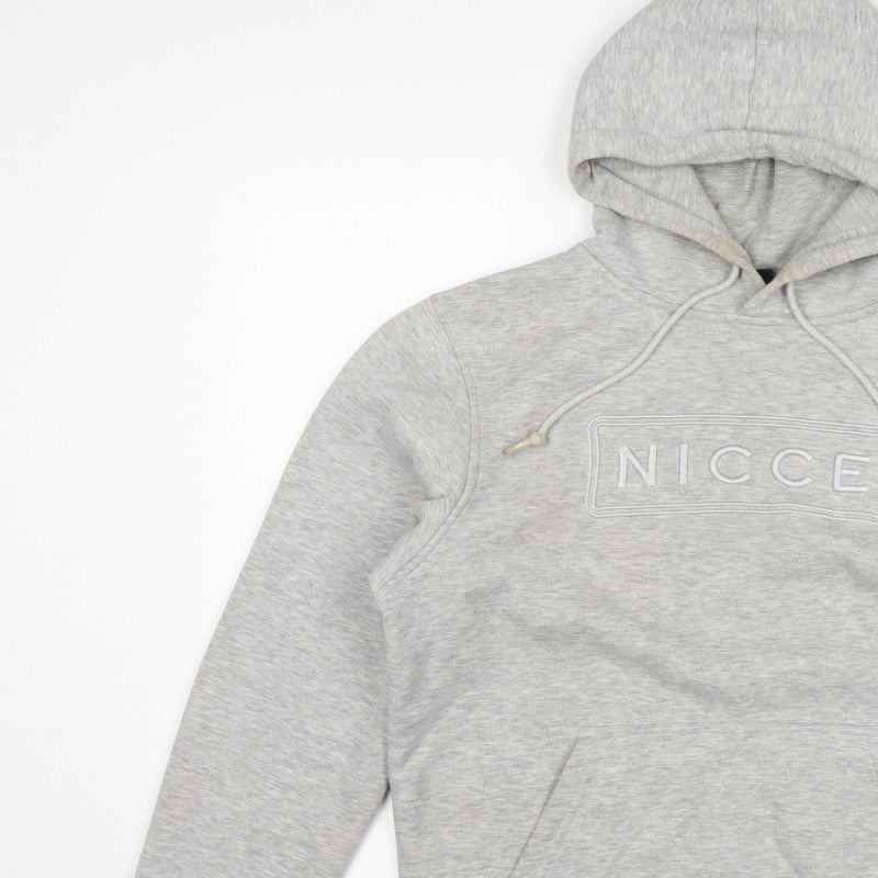 Nicce Men’s Grey S Pullover Hoodie Embroidered Logo Pocket