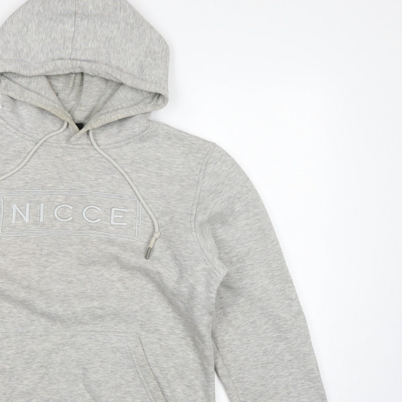 Nicce Men’s Grey S Pullover Hoodie Embroidered Logo Pocket