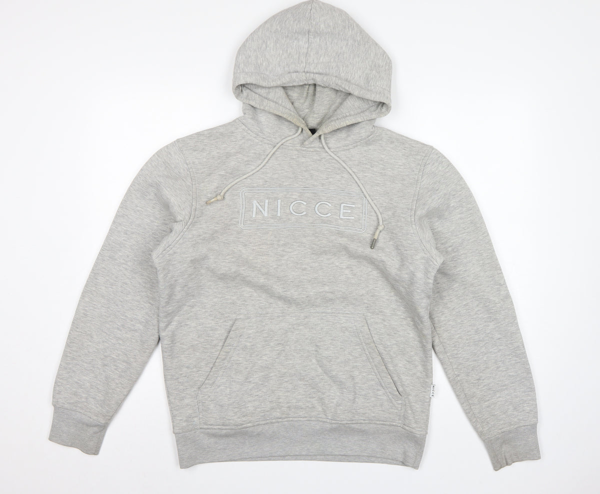 Nicce Men’s Grey S Pullover Hoodie Embroidered Logo Pocket