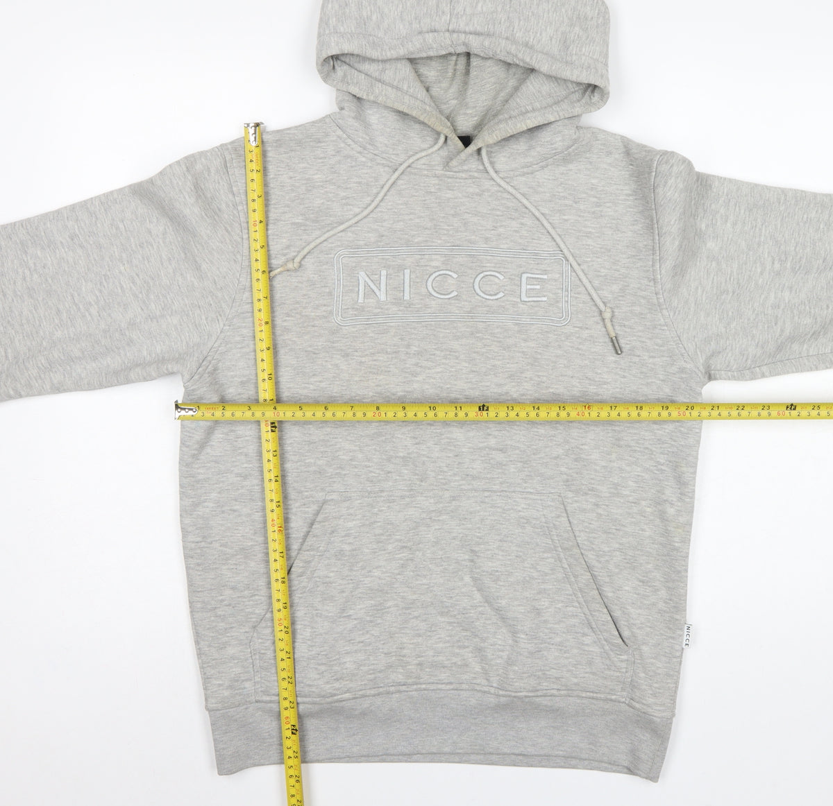 Nicce Men’s Grey S Pullover Hoodie Embroidered Logo Pocket