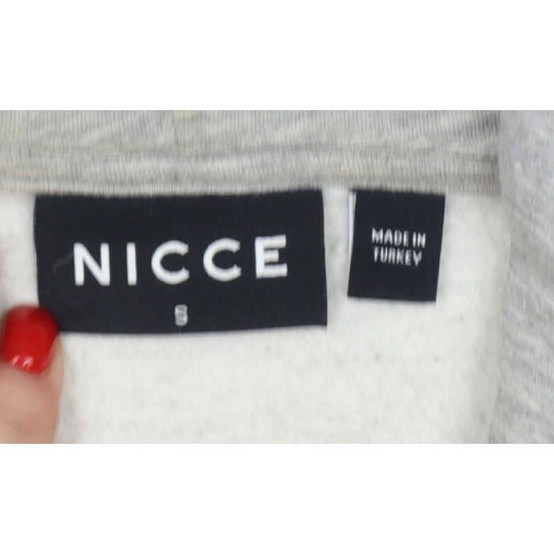 Nicce Men’s Grey S Pullover Hoodie Embroidered Logo Pocket
