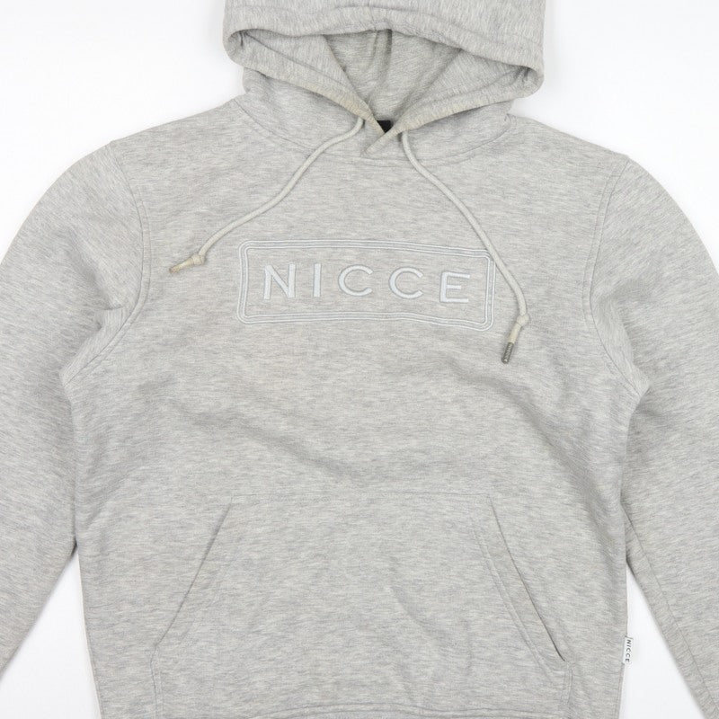 Nicce Men’s Grey S Pullover Hoodie Embroidered Logo Pocket