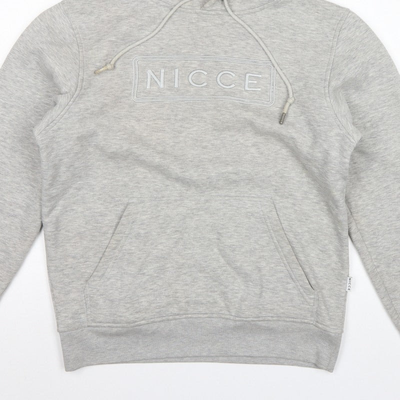 Nicce Men’s Grey S Pullover Hoodie Embroidered Logo Pocket