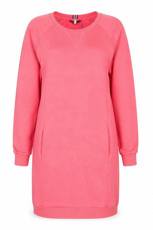Joules Women Pink UK 14 Cotton Jumper Dress Knee Length Pockets