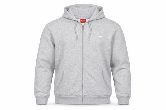 Slazenger Men’s Grey XL Full Zip Hooded Fleece Hoodie Sports Logo