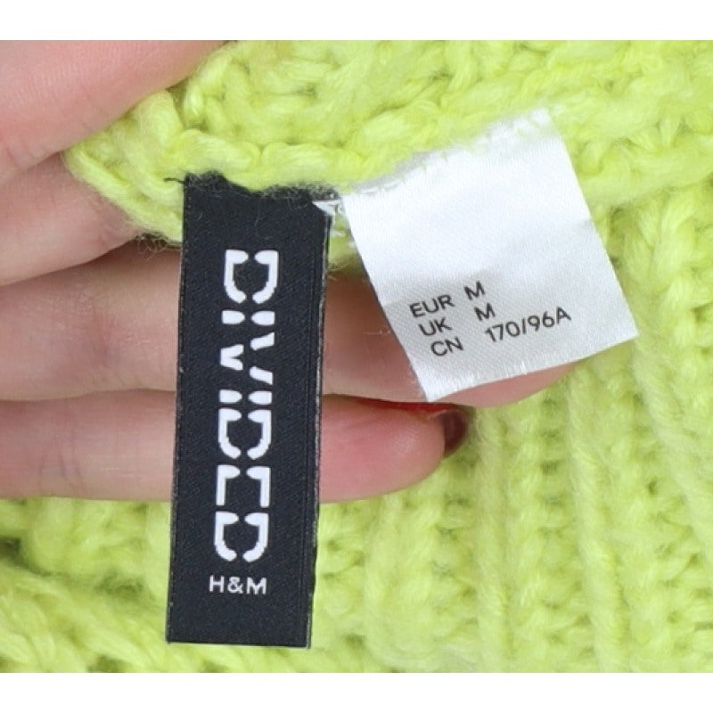 H&M Women Green M Chunky Knit Roll Neck Pullover Jumper