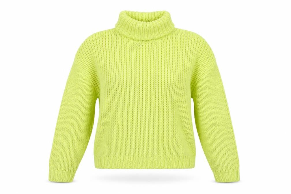 H&M Women Green M Chunky Knit Roll Neck Pullover Jumper