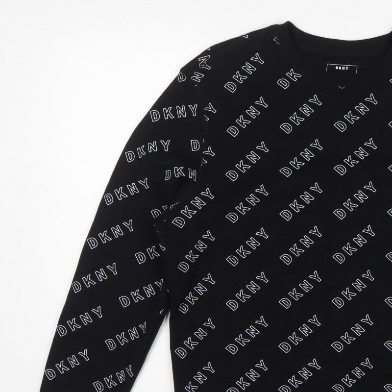 DKNY Women’s Black M Logo Print Pullover Crew Neck Sweatshirt