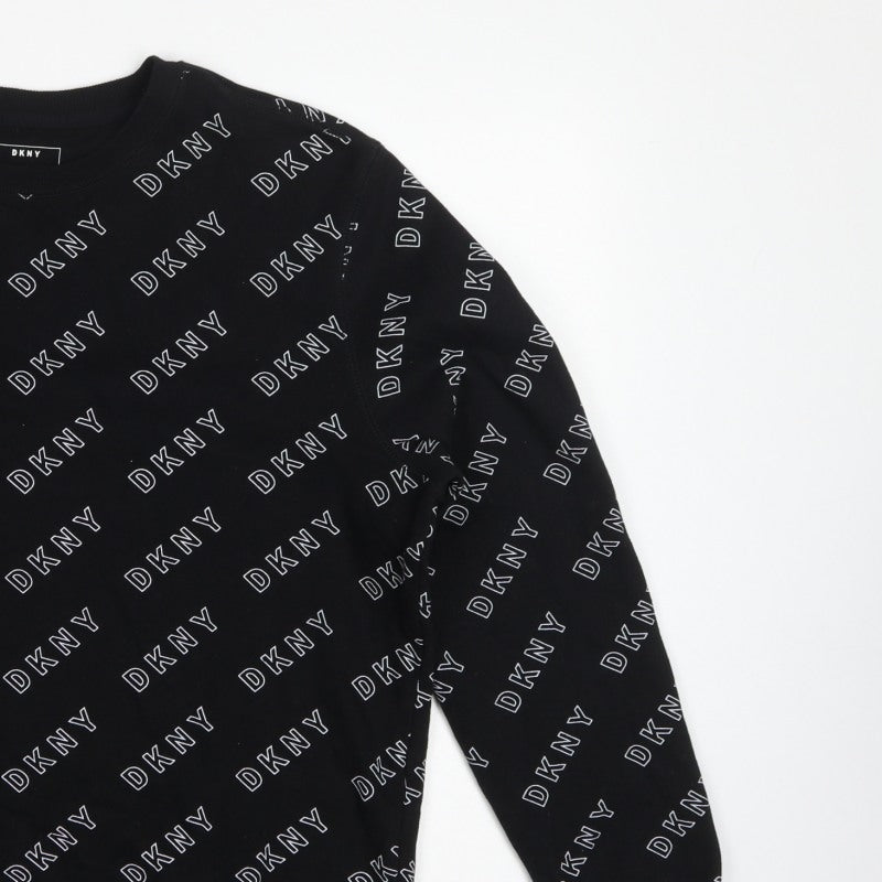 DKNY Women’s Black M Logo Print Pullover Crew Neck Sweatshirt