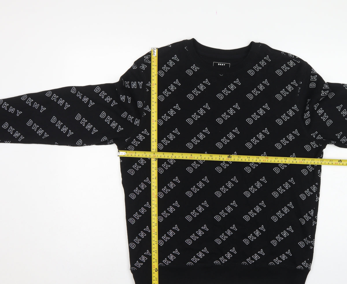 DKNY Women’s Black M Logo Print Pullover Crew Neck Sweatshirt