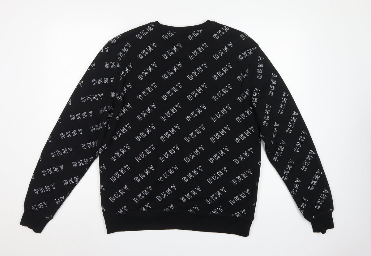 DKNY Women’s Black M Logo Print Pullover Crew Neck Sweatshirt