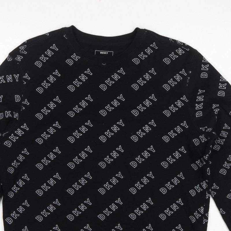 DKNY Women’s Black M Logo Print Pullover Crew Neck Sweatshirt