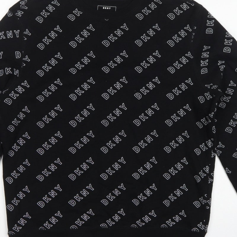 DKNY Women’s Black M Logo Print Pullover Crew Neck Sweatshirt