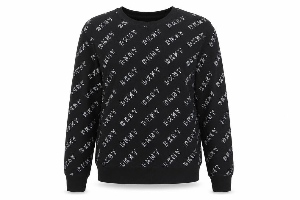 DKNY Women’s Black M Logo Print Pullover Crew Neck Sweatshirt