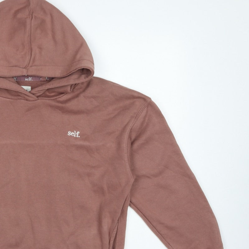 Self. Women’s Brown S Pullover Hoodie Embroidered Logo Pockets