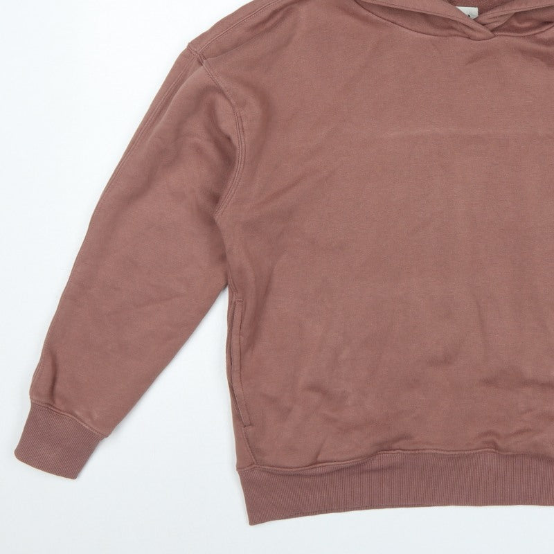 Self. Women’s Brown S Pullover Hoodie Embroidered Logo Pockets