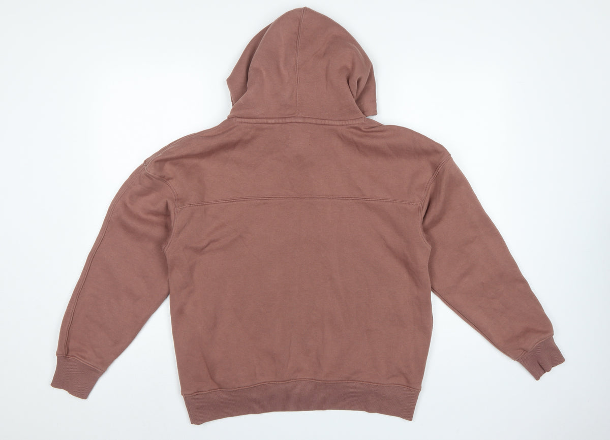 Self. Women’s Brown S Pullover Hoodie Embroidered Logo Pockets