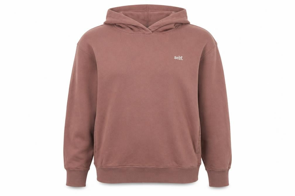 Self. Women’s Brown S Pullover Hoodie Embroidered Logo Pockets