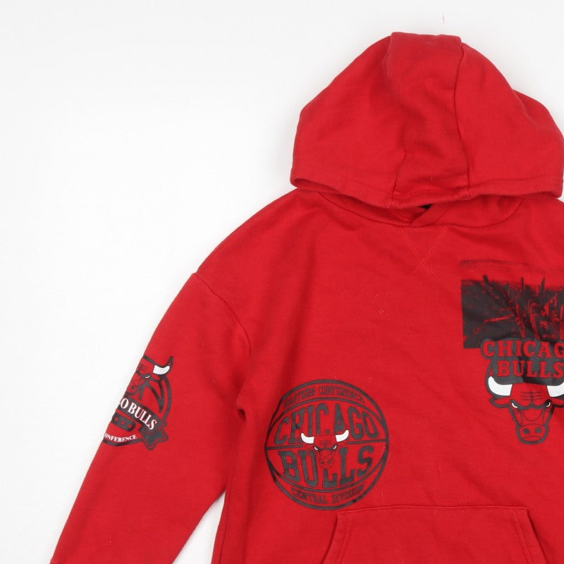 NBA Boys Red Chicago Bulls Graphic Pullover Hoodie 9-10 Years