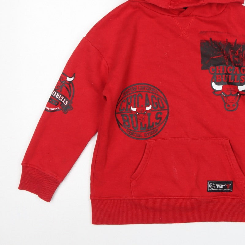NBA Boys Red Chicago Bulls Graphic Pullover Hoodie 9-10 Years