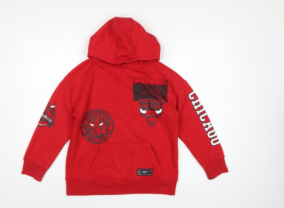 NBA Boys Red Chicago Bulls Graphic Pullover Hoodie 9-10 Years
