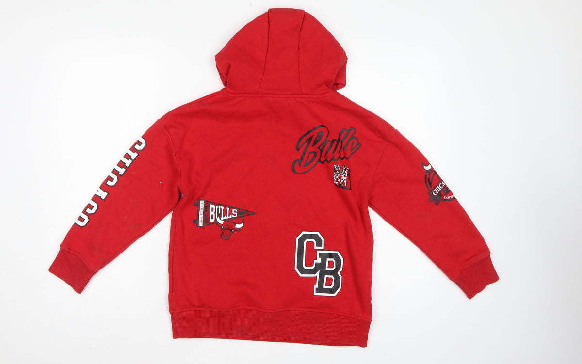 NBA Boys Red Chicago Bulls Graphic Pullover Hoodie 9-10 Years