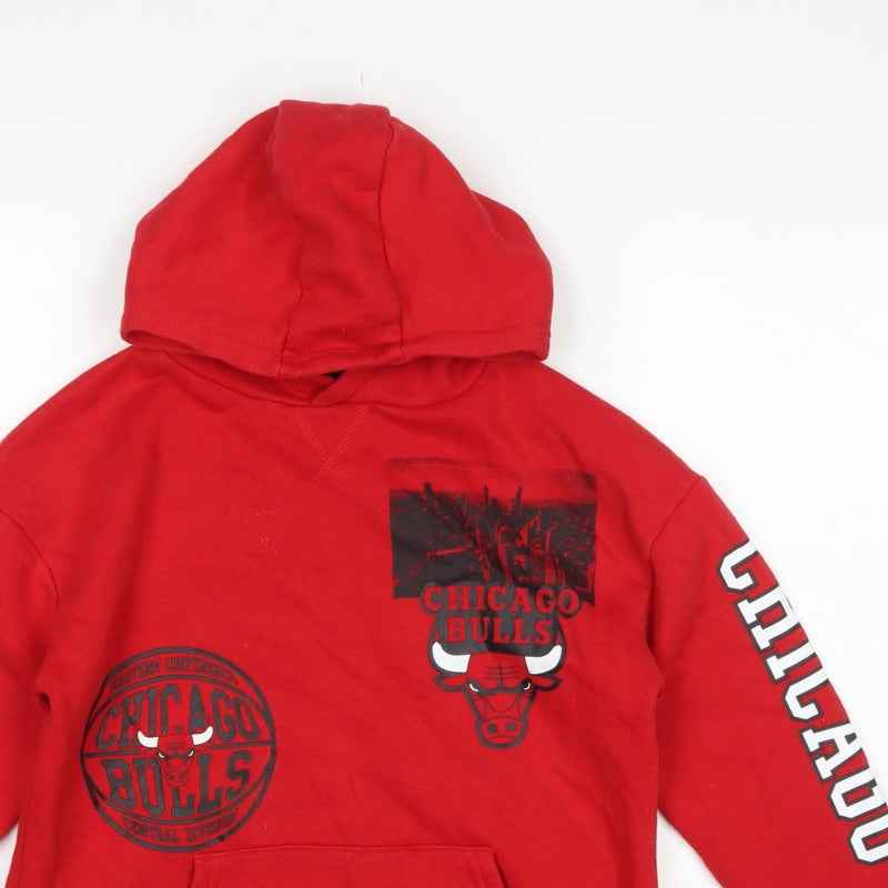 NBA Boys Red Chicago Bulls Graphic Pullover Hoodie 9-10 Years