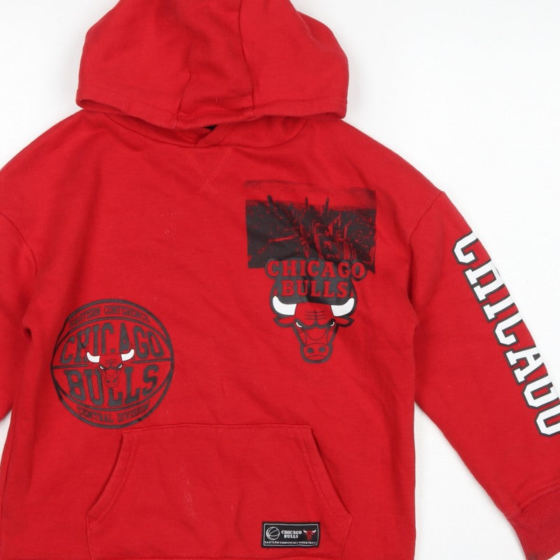 NBA Boys Red Chicago Bulls Graphic Pullover Hoodie 9-10 Years
