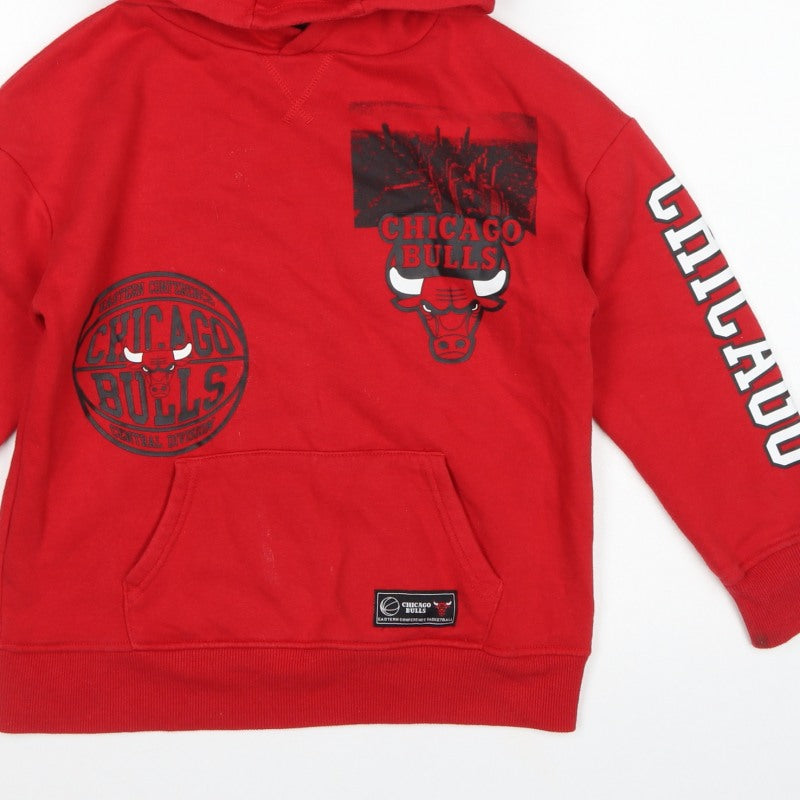 NBA Boys Red Chicago Bulls Graphic Pullover Hoodie 9-10 Years