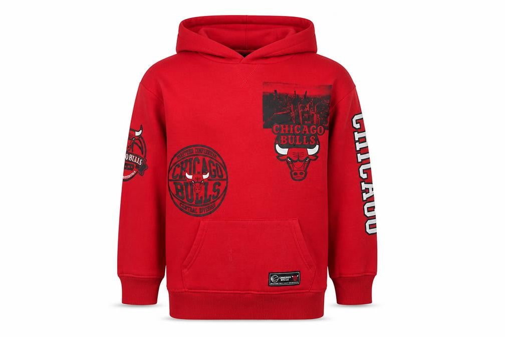NBA Boys Red Chicago Bulls Graphic Pullover Hoodie 9-10 Years