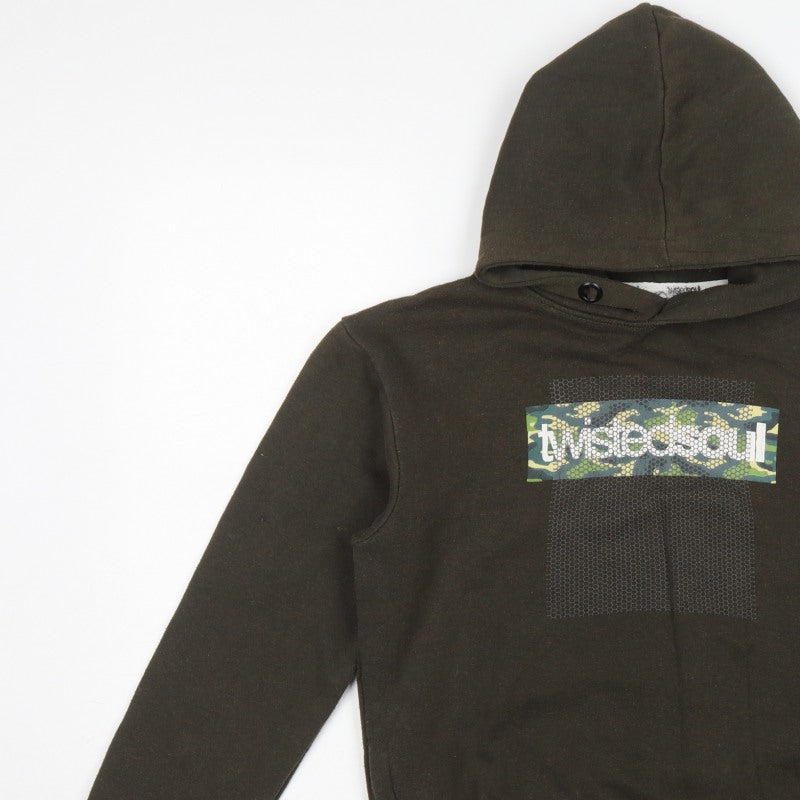 Twisted Soul Men’s Brown XS Pullover Hoodie Camo Logo Graphic
