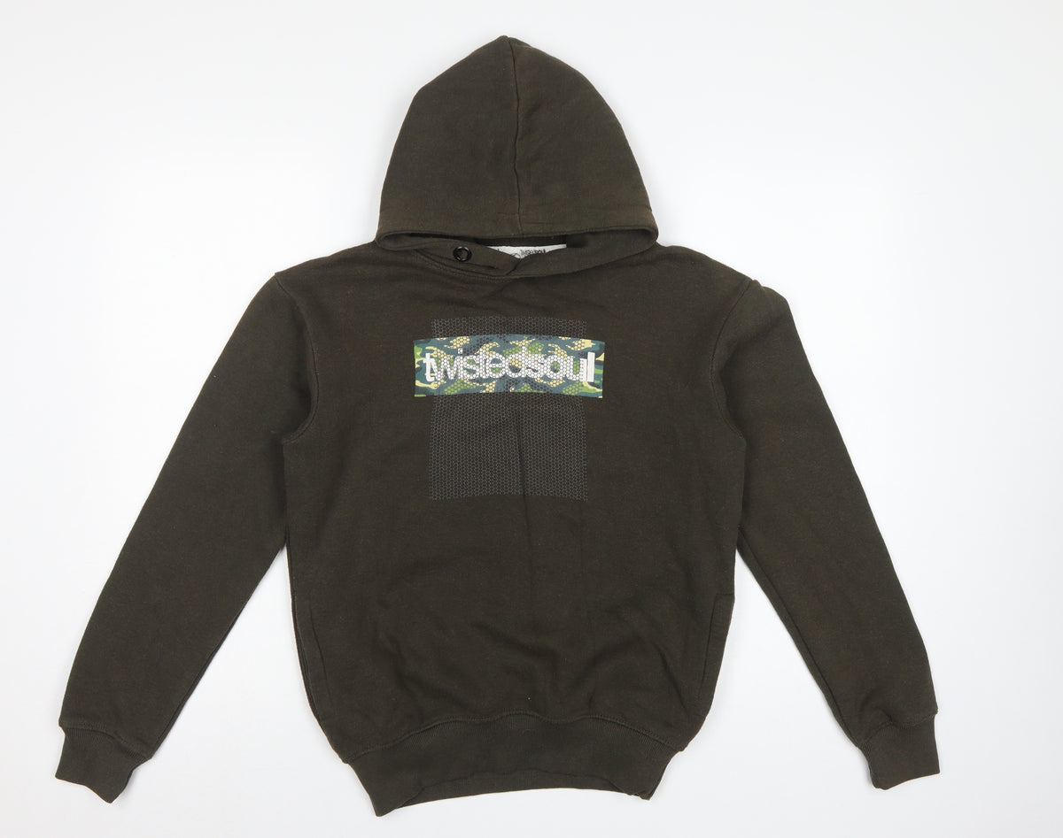 Twisted Soul Men’s Brown XS Pullover Hoodie Camo Logo Graphic