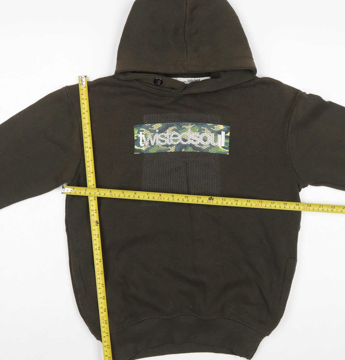 Twisted Soul Men’s Brown XS Pullover Hoodie Camo Logo Graphic