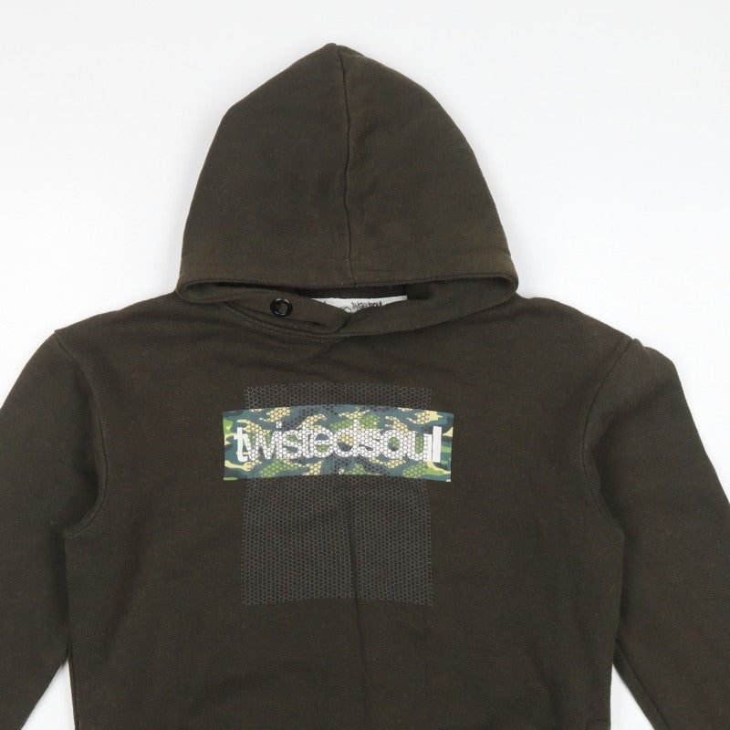 Twisted Soul Men’s Brown XS Pullover Hoodie Camo Logo Graphic
