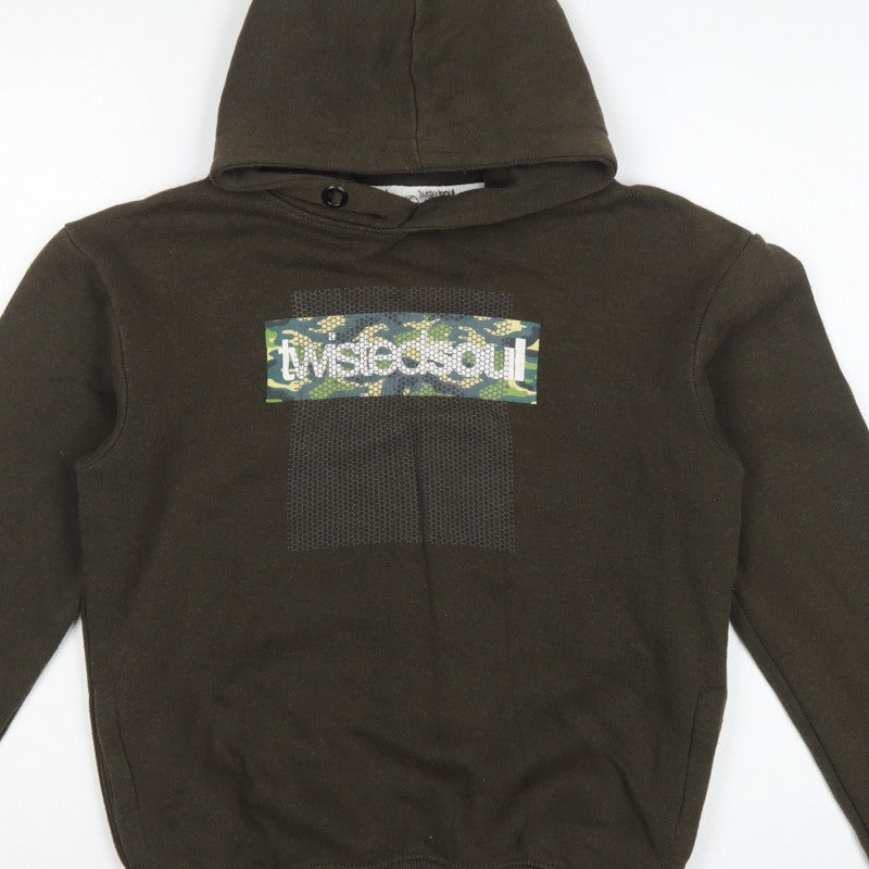 Twisted Soul Men’s Brown XS Pullover Hoodie Camo Logo Graphic