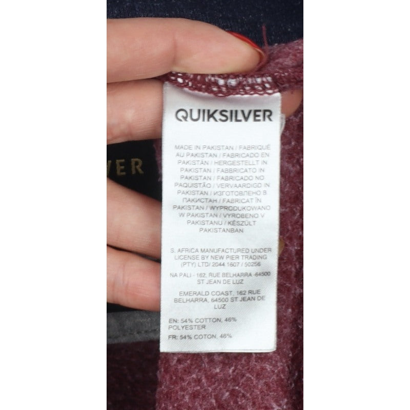 Quiksilver Men’s XL Burgundy Navy Logo Pullover Hoodie